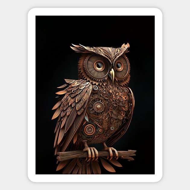 Steampunk Owl, Mechanical Bird Magnet by KeeganCreations